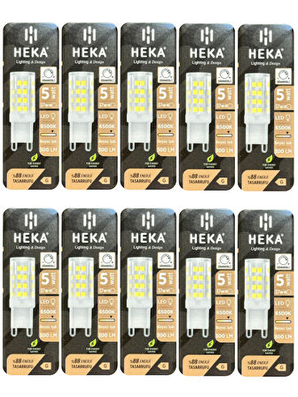 (10 Adet) Heka 5W (37W) 6500K (Beyaz Işık) G9 Duylu Dim Edilebilir Led Kapsül Ampul