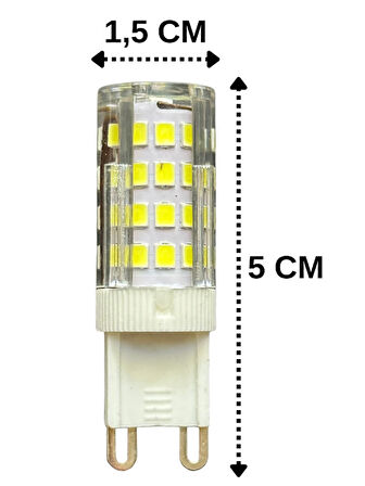 (3 Adet) Heka 5W (37W) 6500K (Beyaz Işık) G9 Duylu Dim Edilebilir Led Kapsül Ampul