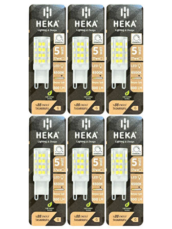 (6 Adet) Heka 5W (37W) 6500K (Beyaz Işık) G9 Duylu Dim Edilebilir Led Kapsül Ampul
