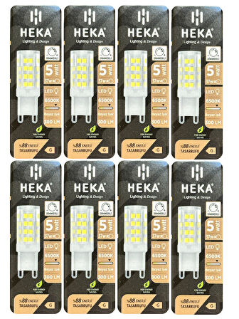 (8 Adet) Heka 5W (37W) 6500K (Beyaz Işık) G9 Duylu Dim Edilebilir Led Kapsül Ampul