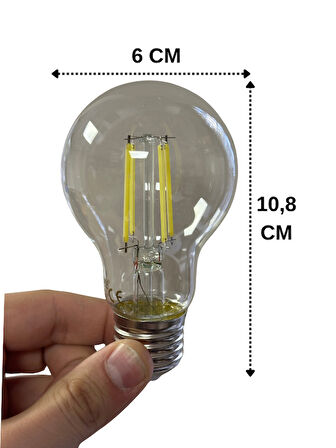 (10 Adet) Heka 6W (51W) 6500K (Beyaz Işık) E27 Duylu (Kalın Duy) Led Şeffaf Ampul