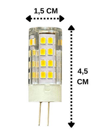 (4 Adet) Heka 5W (35W) 3000K (Sarı Işık) G4 Duylu Dim Edilebilir Led Kapsül Ampul