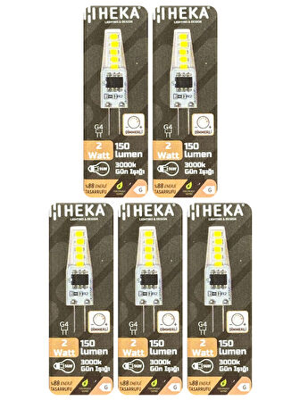 (5 Adet) Heka 2W (14W) 3000K (Sarı Işık) G4 Duylu Dim Edilebilir Led Kapsül Ampul