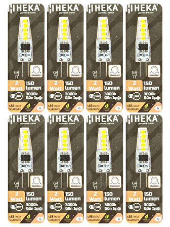(8 Adet) Heka 2W (14W) 3000K (Sarı Işık) G4 Duylu Dim Edilebilir Led Kapsül Ampul