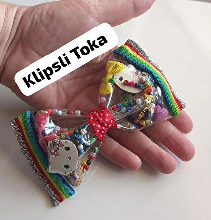 ŞEFFAF KLİPSLİ  KIZ ÇOCUK TOKASI HELLO KİTTY