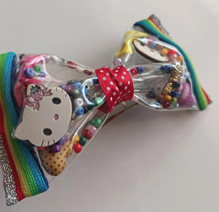 ŞEFFAF KLİPSLİ  KIZ ÇOCUK TOKASI HELLO KİTTY