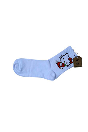HELLO KİTTY  ÇORAP YUMUŞAK KISA KONÇ DESENLİ 36-40 BEYAZ