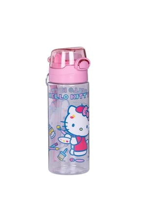 2'Lİ SET Hello Kitty 4 Bölmeli Beslenme Kabı Kaşık ve Çatallı-500ml Pipetli Askılı Su Matarası