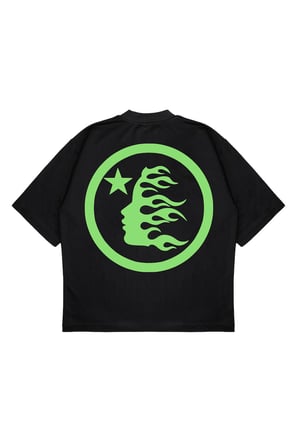 Unisex Oversize HELLSTAR GREEN Baskılı Boxy Fit Kalın Kumaşlı (240gsm) T-shirt