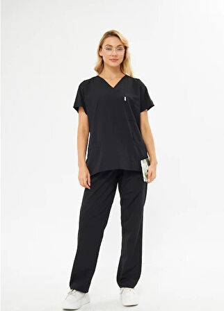 Orange Safety Orange Safety V Yaka Hemşire Takımları Siyah