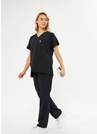 Orange Safety Orange Safety V Yaka Hemşire Takımları Siyah