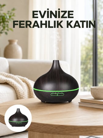 7 Renk Işıklı Ultrasonik Hava Difüzörü – Sessiz ve Güvenli Kullanım Yeni N