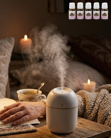 Mini Nemlendirici 5 Esans Hediyeli LED Işıklı Taşınabilir Aromaterapi Buhar Mak