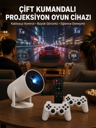 Kablosuz Mini Projeksiyon Cihazı Oyun ve Film İçin Taşınabilir Ev Sineması Yen