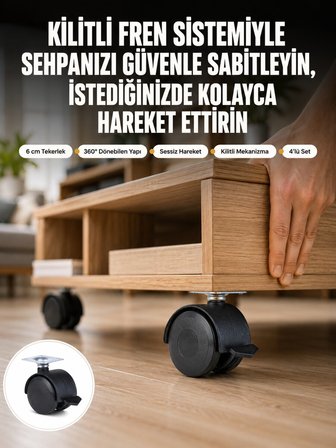 Sehpa ve Restoran Arabası İçin Kilitli Ayak 4’lü