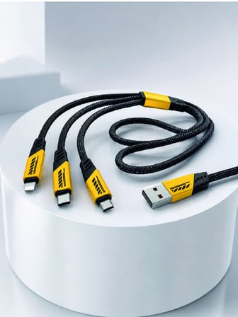 3'ü 1 Arada USB Şarj Kablosu 240W Hızlı Şarj ve Veri Aktarım Kablosu