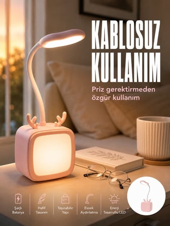 Ayarlanabilir LED Masa Lambası Şarjlı Modern Aydınlatma