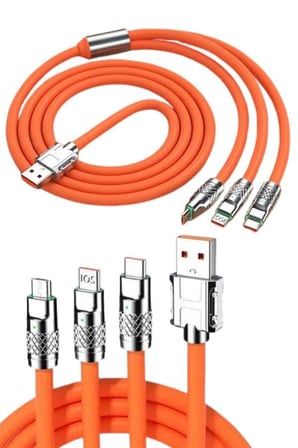 120W 3 İn 1 Uyumlu Silikon Şarj Kablosu Hızlı Şarj Kablosu