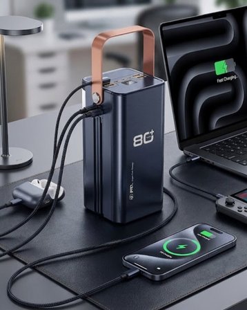 80000 mAh Taşınabilir Powerbank Süper Hızlı Şarj Çoklu Çıkış ve LED Göst