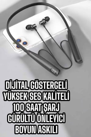 Dijital Batarya Göstergeli Bluetooth Özellikli Boyun Askılı Kulaklık