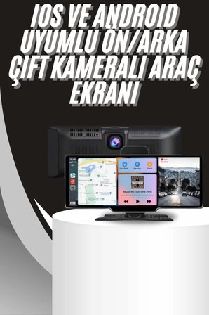 4K 10.2 İnç Çift Kameralı Araç Multimedya Ekranı Carplay Kablosuz Tüm Cihazlara Uyumlu