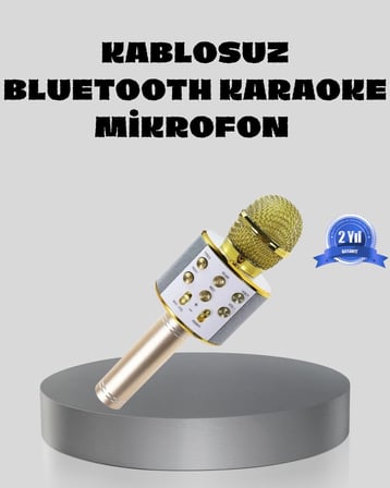 Bluetooth Karaoke Mikrofon Şarjlı Uzun Pil Ömürlü Çok Fonksiyonlu