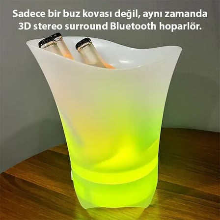 Ezere Hoparlör Buz Kovası 5L Bluetooth Hoparlör Ile Renkli Buz Kovası Led-(5775)