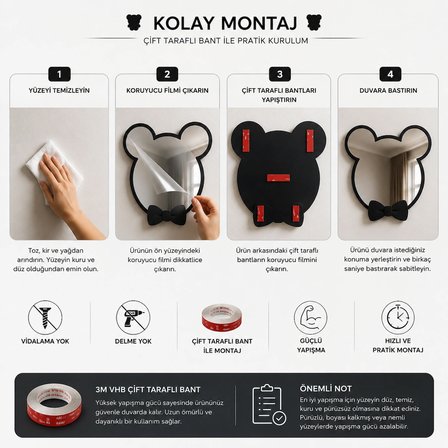 Dekoratif Papyonlu Mouse Tasarımlı Çocuk Odası Duvar Aynası