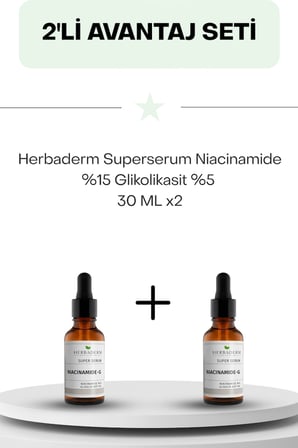 Herbaderm Superserum Niacinamide %15 Glikolikasit %5 30 ML İkili Set