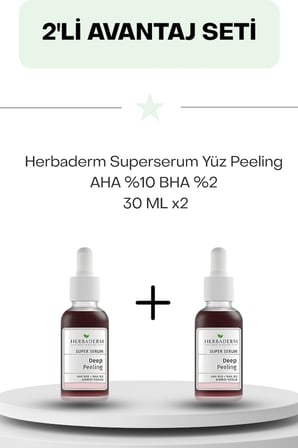 Herbaderm Superserum Yüz Peeling AHA %10 BHA %2 30 ML İkili Set