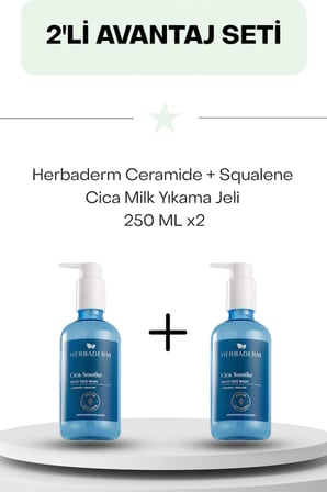 Herbaderm Ceramide + Squalene Cica Milk Yıkama Jeli 250 ML İkili Set