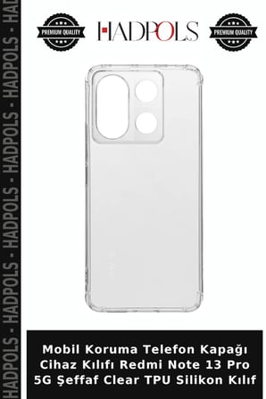 Mobil Koruma Telefon Kapağı Cihaz Kılıfı Redmi Note 13 Pro 5G Şeffaf Clear TPU Silikon Kılıf