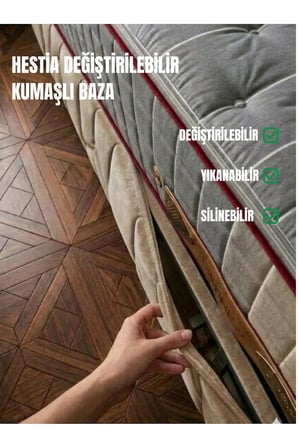 Hesti̇A Sandıklı Baza Başlık Seti Değiştirilebilir Kumaşlı Demonte Metal Baza