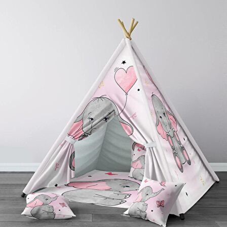 Pembe Bebek, Çocuk Odası Minderli/Mindersiz Oyun Evi, Çadırı Model 0061
