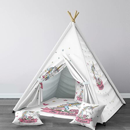 Beyaz Bebek, Çocuk Odası Minderli/Mindersiz Oyun Evi, Çadırı Model 0069