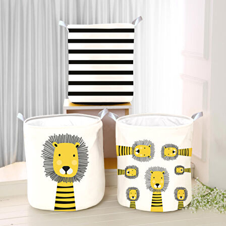 Beyaz Bebek Çocuk Odası Katlanabilir Kirli Çamaşır ve Oyuncak Sepeti Model 0120