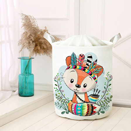 Beyaz Bebek Çocuk Odası Katlanabilir Kirli Çamaşır ve Oyuncak Sepeti Model 0231