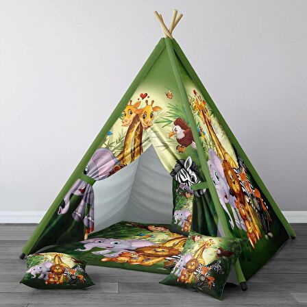 Yeşil Bebek, Çocuk Odası Minderli/Mindersiz Oyun Evi, Çadırı Model 0313