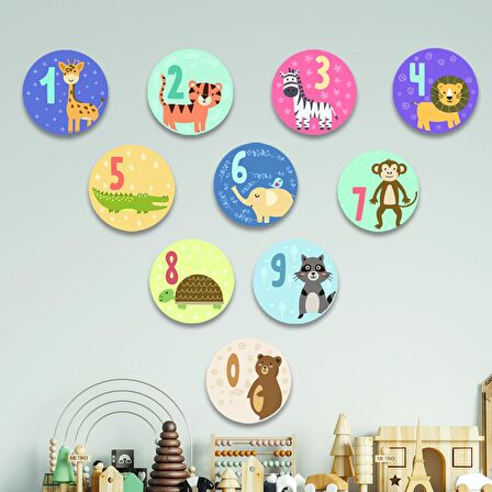 Hayvanlı Sayılar Ahşap Set Bebek Çocuk Yatak Odası Ev Dekorasyon Model 017