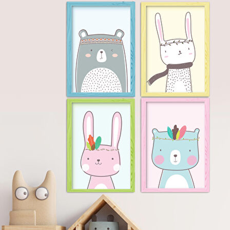 Çerçeve Ahşap Set Bebek Çocuk Yatak Odası Ev Dekorasyon Model 035