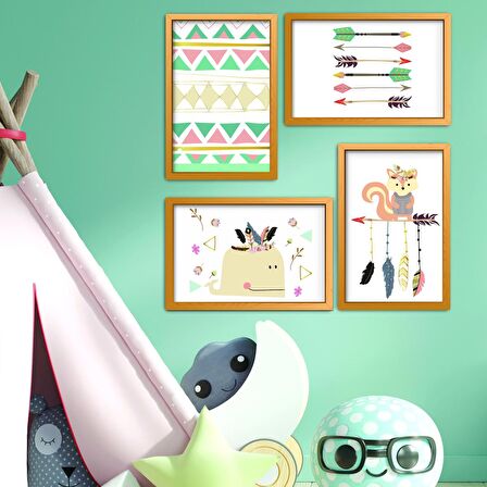 Çerçeve Ahşap Set Bebek Çocuk Yatak Odası Ev Dekorasyon Model 035