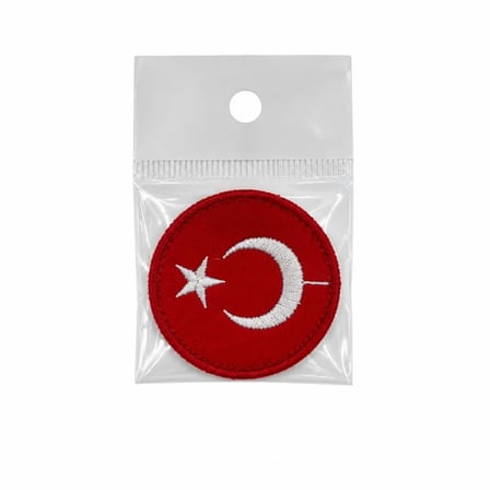 Özel Üretim Nakışlı Arma Kumaş Etiket Dikilebilir Yama KÜÇÜK YUVARLAK BAYRAK (4,5-4,5) NAKIŞ PATCH