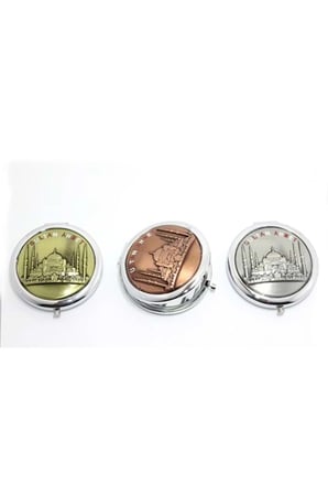 Metal İstanbul Temalı Yöresel Kabartmalı El Aynası - 7x7cm