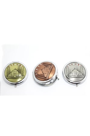 Metal İstanbul Temalı Yöresel Kabartmalı El Aynası - 7x7cm