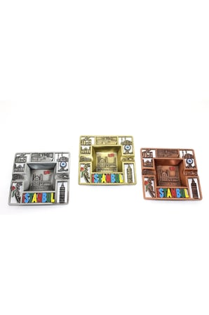 Metal İstanbul Temalı Yöresel Metal Küllük - 12x12cm