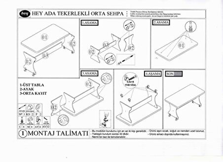 Ada Tekerlekli Orta Sehpa Safir