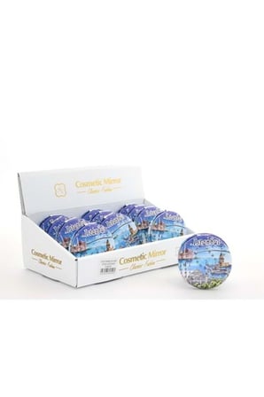 Taşlı İstanbul Tasarımı El Aynası Kalın - 7x7cm