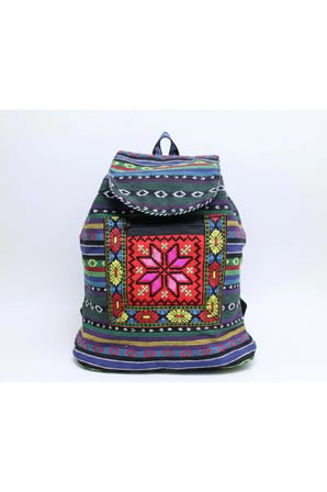 Kilim Desenli Sırt Çantası - 37x35cm