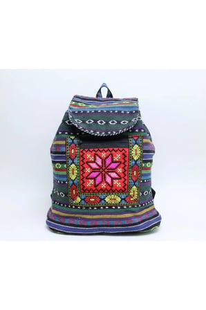 Kilim Desenli Sırt Çantası - 37x35cm