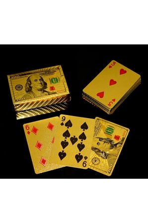 Dolar Tasarımlı Altın İskambil Oyun Kartı - 9x6x2cm